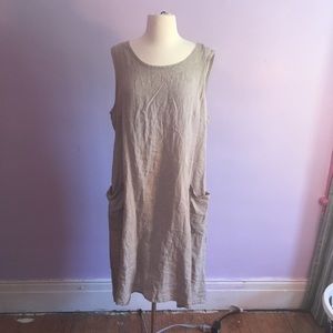 Flax M Tan Linen Dress